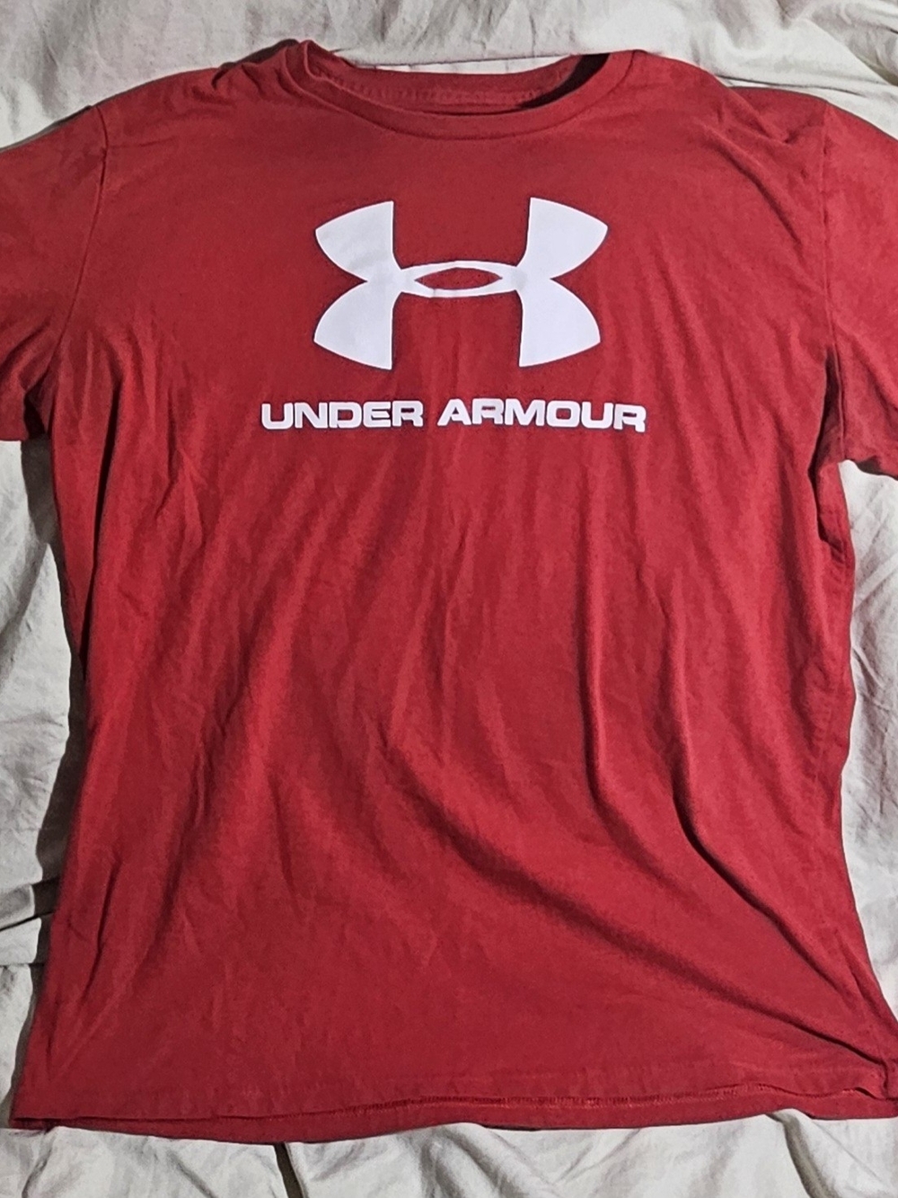 Under Armour Red Short Sleeve Tee with White Logo